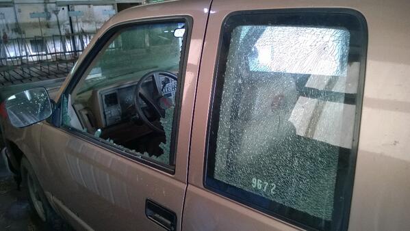 smashed door glass